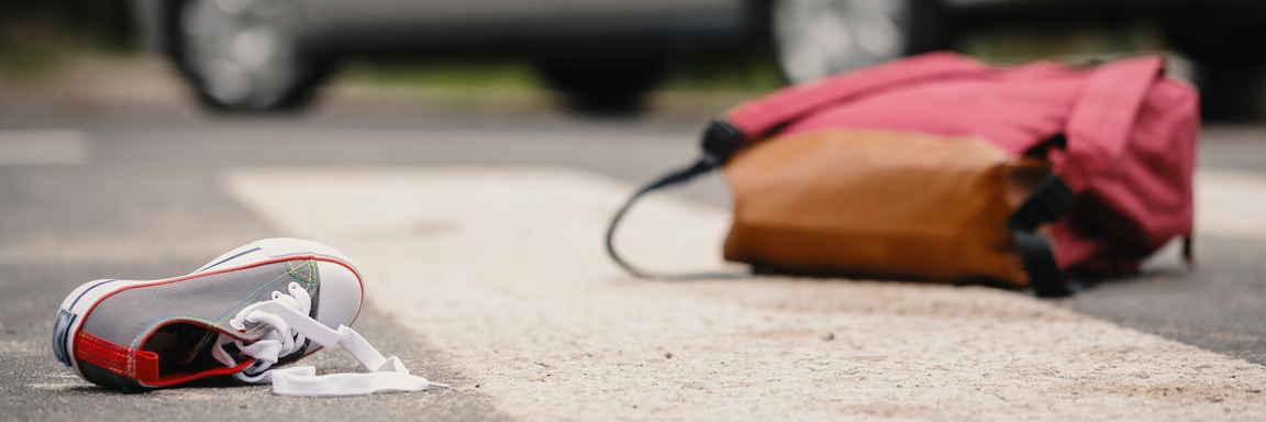 pedestrian belongings on the floor after being injured in a car accident
