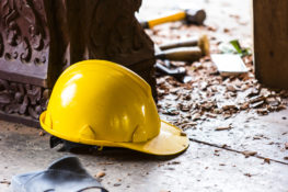 construction hard hat lying on ground