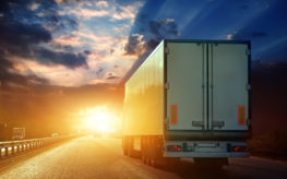 A truck passing through a road