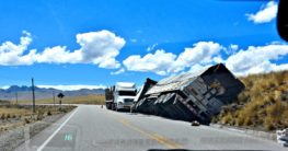 tilted truck after a truck accident