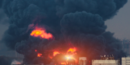 Fire and smoke from the pipeline explosion in Corpus Christi