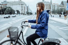 girl riding bicycle in San Antonio Intersection