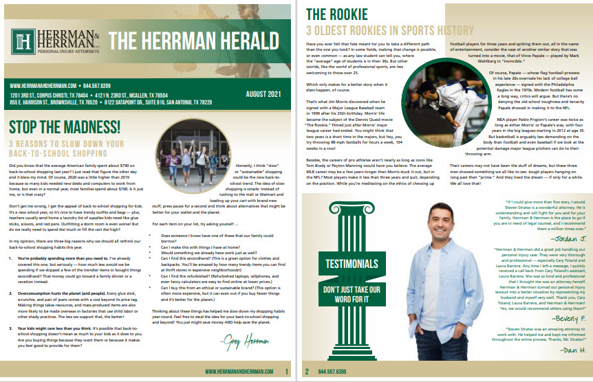 Herrman and Herrman August 2021 Newsletter