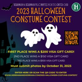 Herrman and Herrman 2023 Halloween Costume Contest Flyer
