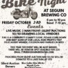 Flyer for Bike Night at Seguin Brewing Co. in Seguin, TX on October 3, 2025, sponsored by Herrman and Herrman Personal Injury Lawyers – featuring live music, silent auction, and giveaways benefiting the Lake Dunlap Volunteer Fire Department