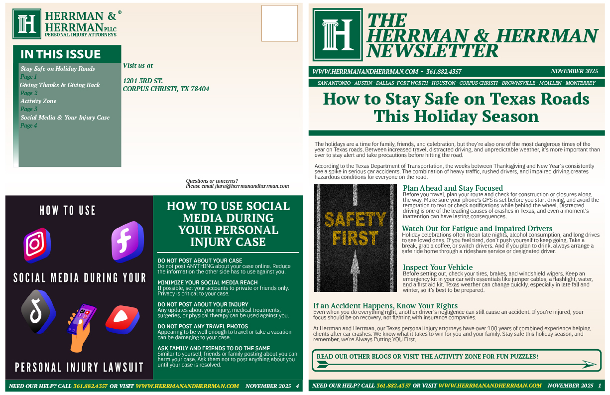 Herrman and Herrman Newsletter November 2025 Front Page
